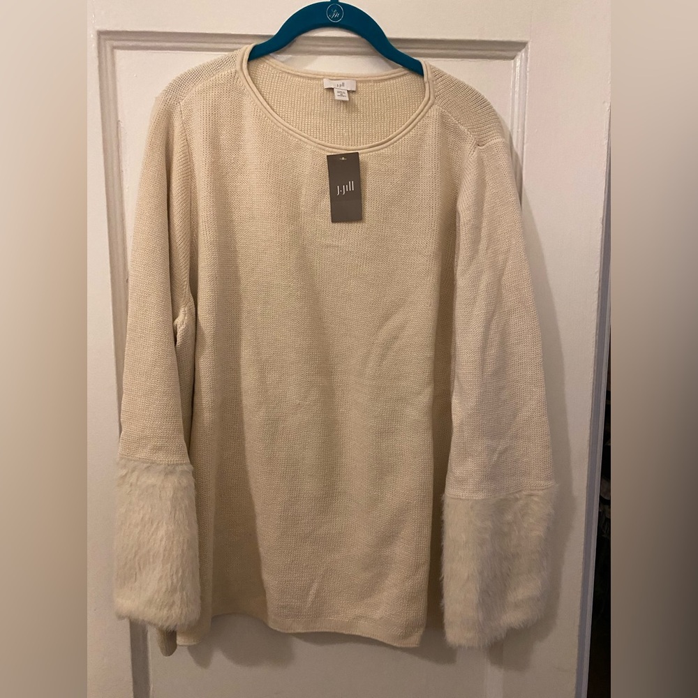 J.Jill Sweater with faux fur sleeves 3X